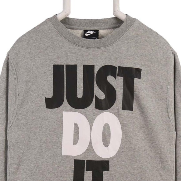 Vintage 90s black label gray JUST DO IT crewneck 2X logo spellout - Picture 2 of 4